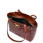 Borsa shopper in pelle Isotta, Marrone